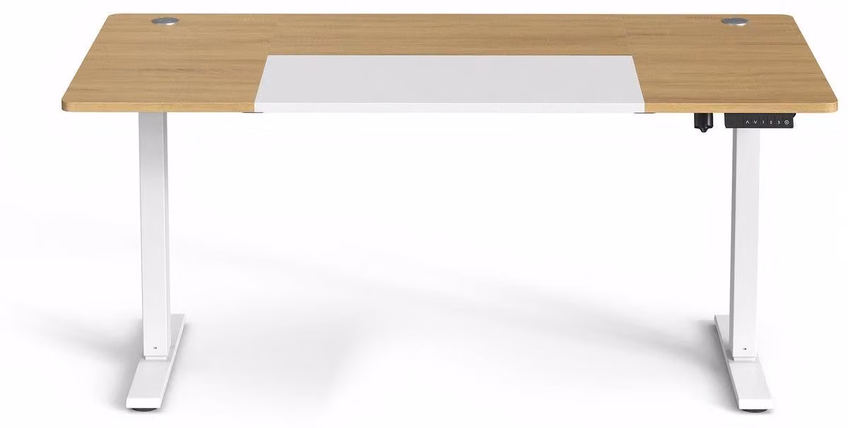 Scrivania regolabile in altezza elettricamente | Colore: noce chiaro e bianco | Dimensioni: 160,1 x 70,1 x 72,1-120,1 cm