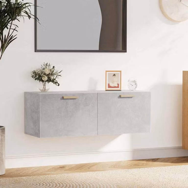 Pensile Mobile vidaXL Grigio Cemento in Legno Multistrato e MDF, L 100 x P 36,5 x H 35 cm