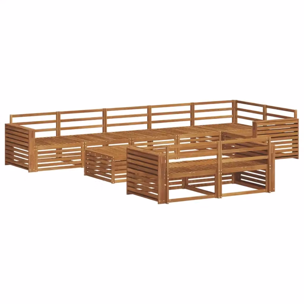 Set di divani da esterno a forma di U vidaXL in legno di acacia massello marrone con cuscini inclusi – 2