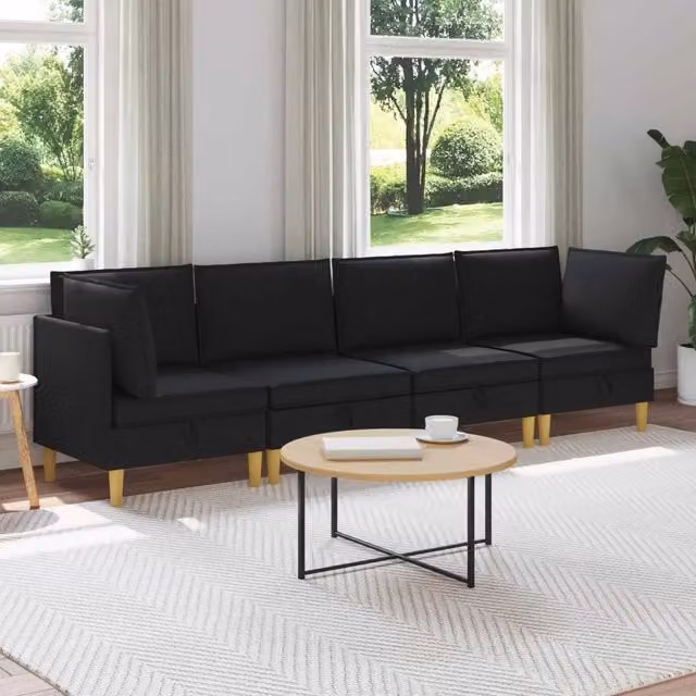 Set di divani modulari con spazio di archiviazione 4 pz Nero 3413684
