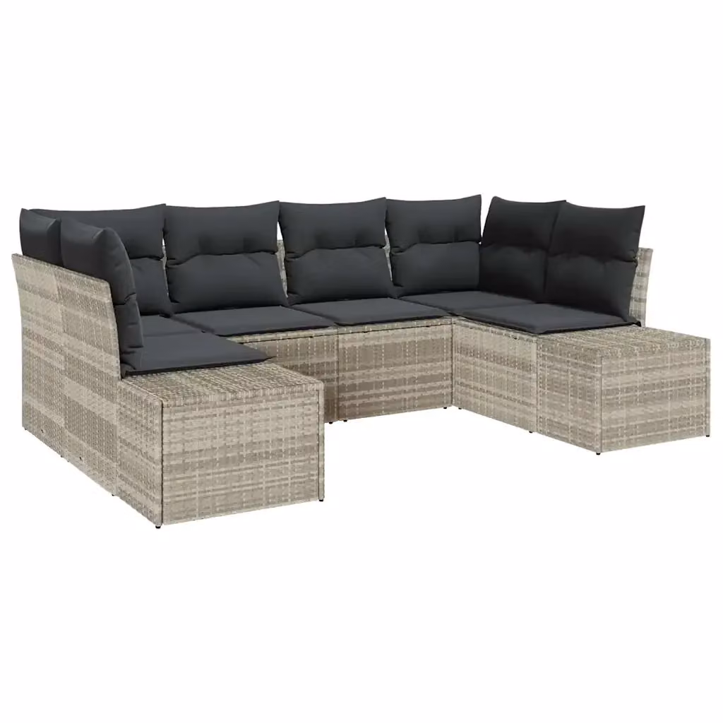 Set Divano da Giardino Moderno vidaXL in Polyrattan Grigio con Cuscini e Struttura in Acciaio Verniciato a Polvere, 6 Pezzi – 2