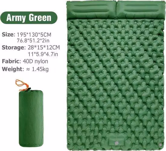 Materasso gonfiabile per due persone, verde, autogonfiabile