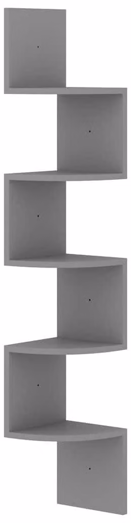 Mensole angolari in legno grigio, 19x19x123 cm