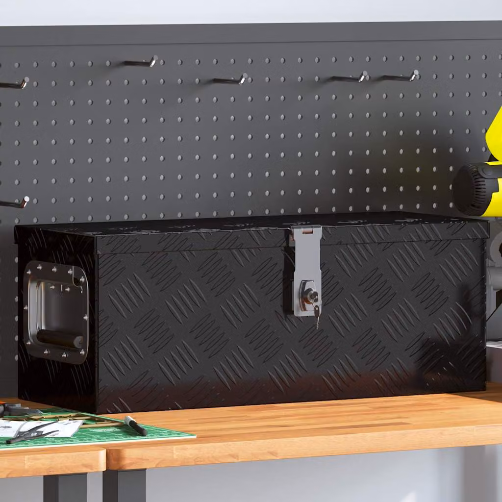 Contenitore portaoggetti vidaXL in metallo nero con maniglie L: 60 cm, P: 23,5 cm, H: 23 cm – 1