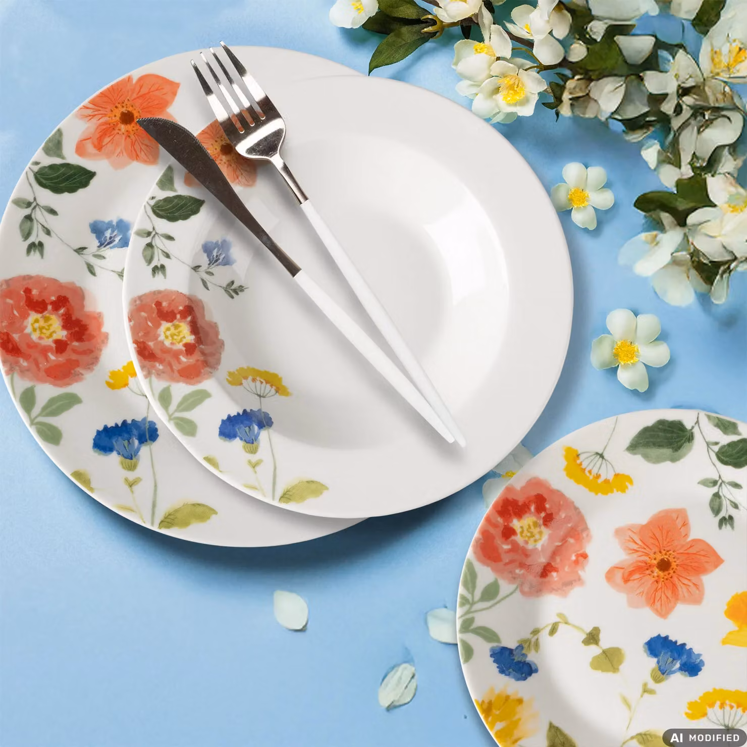 Servizio di piatti Helizabeth Gusto Casa in porcellana con decoro floreale multicolore, 12 pezzi – 2