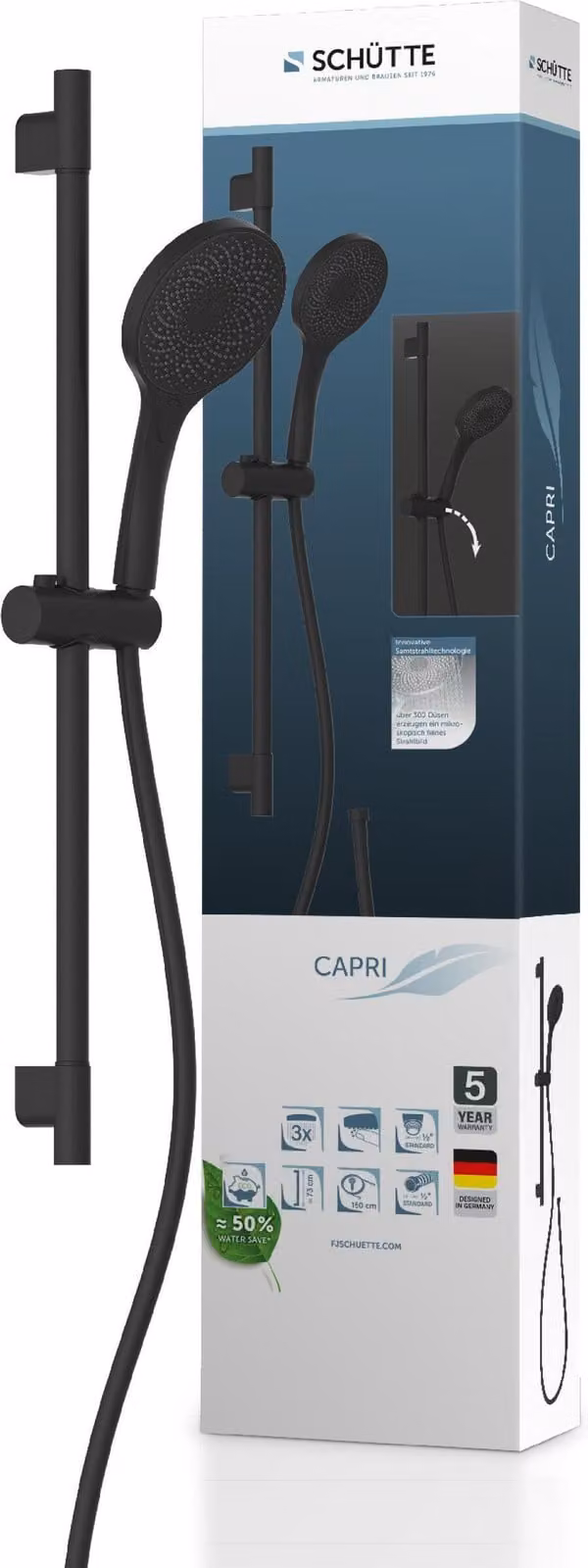 SCHÜTTE CAPRI Set doccia a colonna, nero opaco
