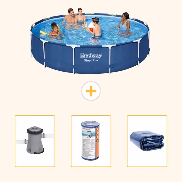 Bestway Steel Pro, piscina in acciaio, forma rotonda - 396x84 cm - 4 pezzi, modello S22313