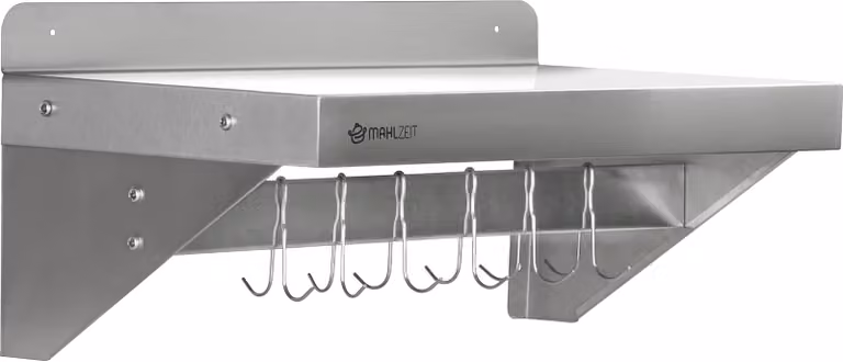 Mensola da parete in acciaio inox Mahlzeit, 60 x 30 cm, mensola pieghevole con pratico gancio a scomparsa