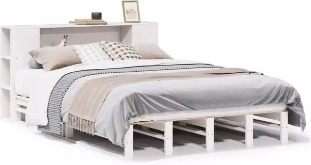 Letto matrimoniale | Letto per adulti | Letto Libreria senza Materasso Bianco 160x200 cm Legno Massello