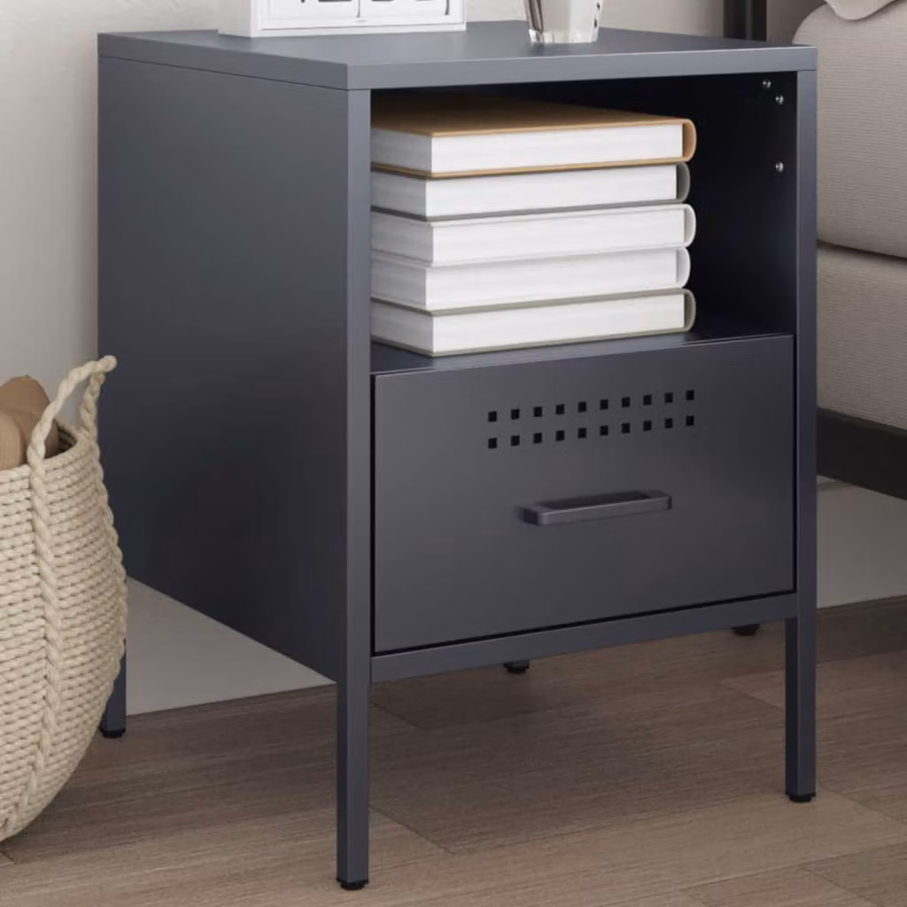 Comodino vidaXL in metallo antracite stile industriale L/P/H: 36 x 39 x 50,5 cm