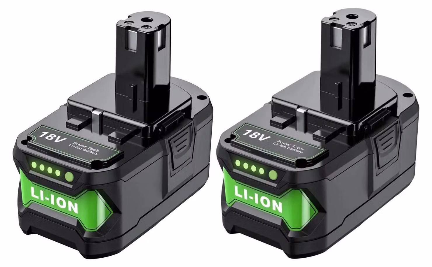 Batteria ricaricabile, capacità 9500 mAh, tecnologia agli ioni di litio, compatibile con Ryobi, 2 pezzi