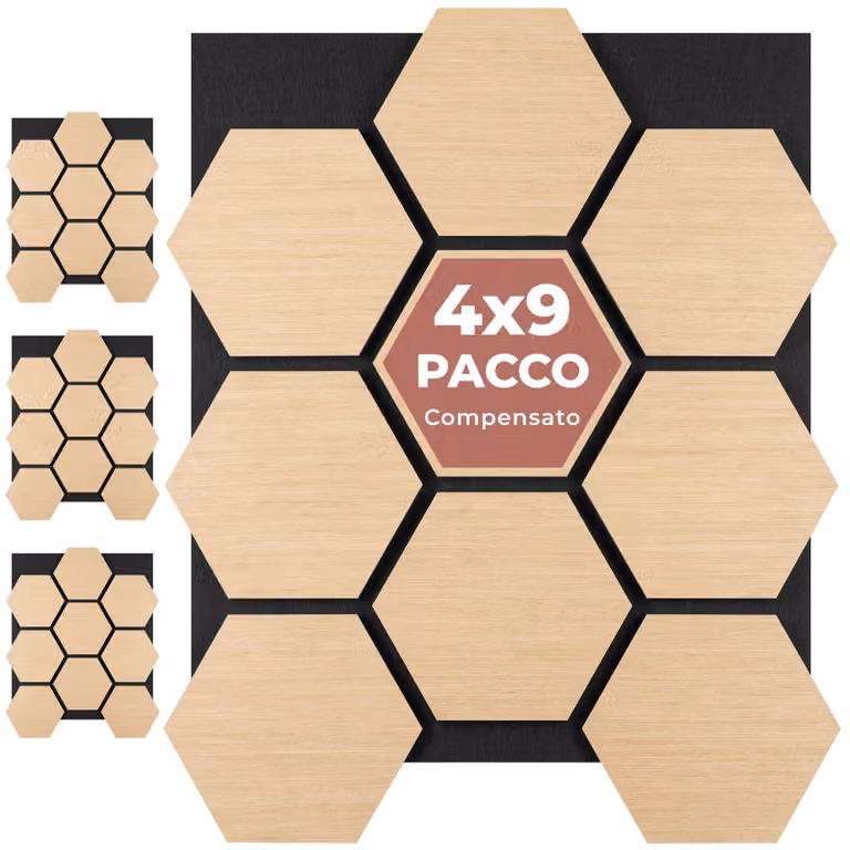Pannelli acustici Sonic Shield tectake in MDF con effetto legno, colore marrone e beige, da montare a parete