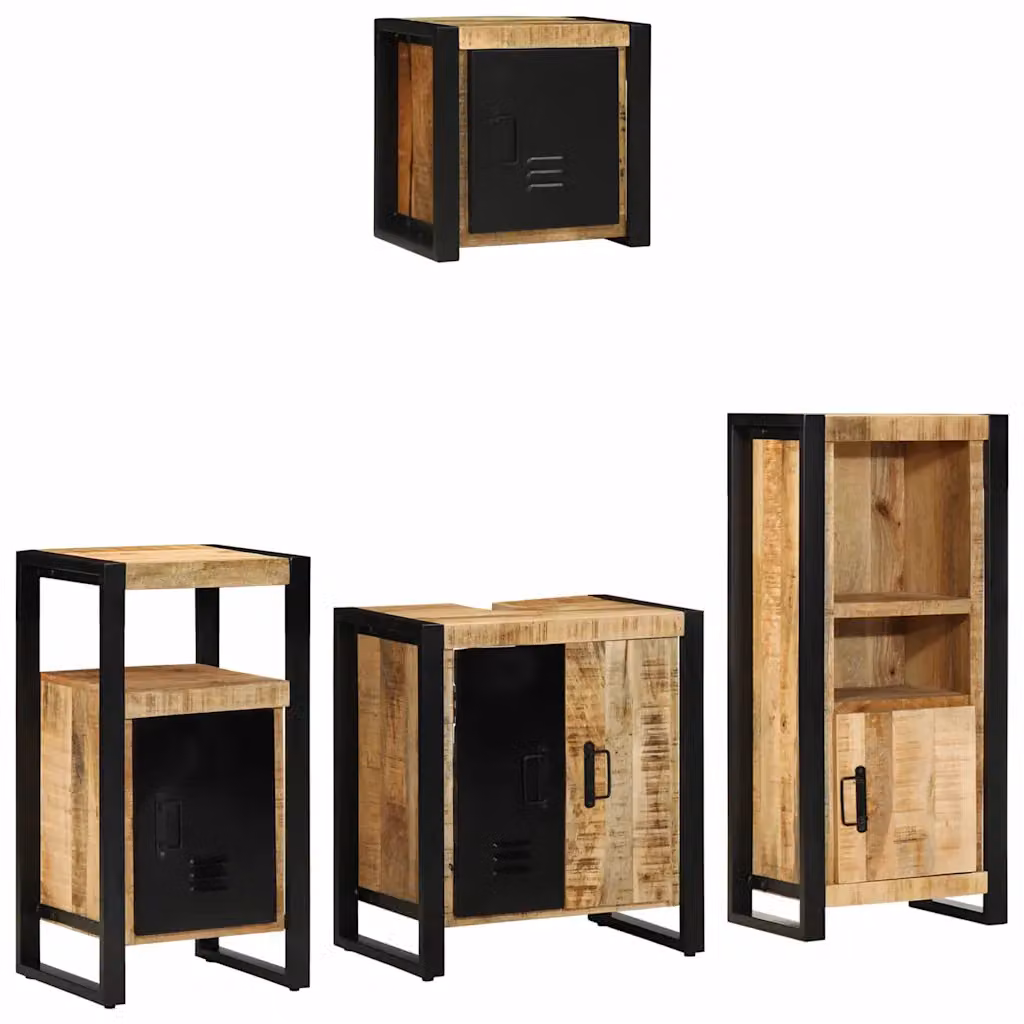 vidaXL Set di mobili per il bagno 4 pz Marrone e Nero 55 x 35 x 60 cm