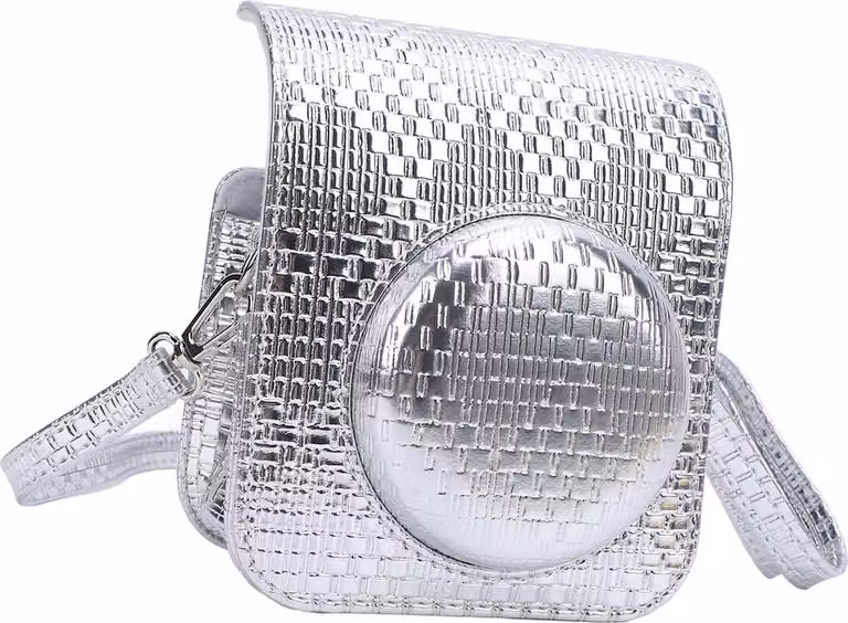 Custodia per fotocamera istantanea, protezione in PU, borsa portatile con tracolla regolabile per i viaggi, argento