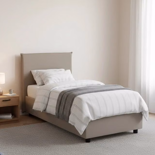 Artemisiai, Letto Singolo Contenitore Talamo Italia, Grigio Tortora, L/P: 90 x 200 cm
