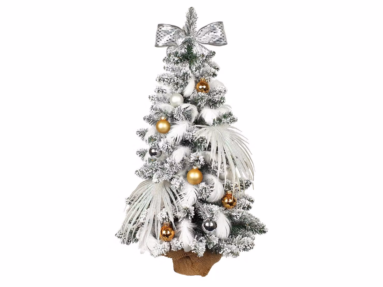 Albero di Natale artificiale decorato ORO POLARE 60 cm con illuminazione a LED IN VASO