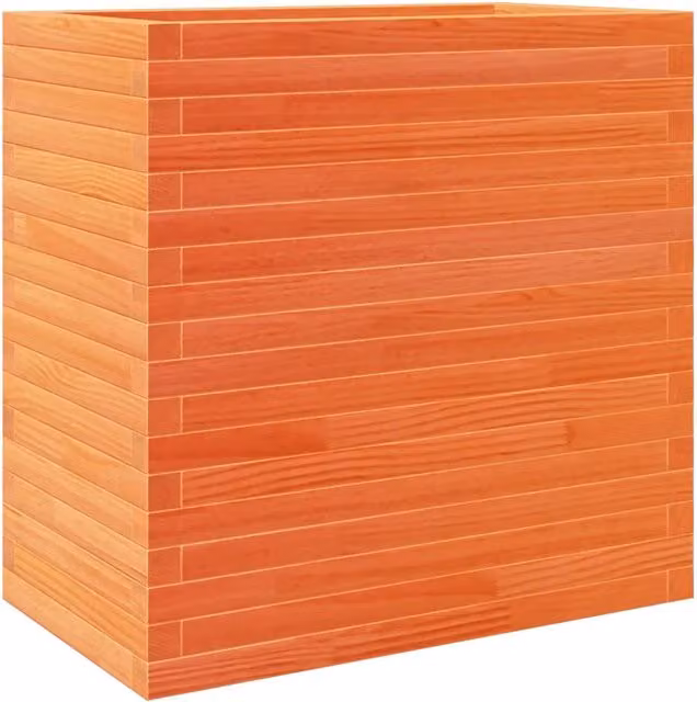 Fioriera in legno massello di pino marrone per giardino ornamentale L: 70 cm, P: 40 cm, H: 68,5 cm