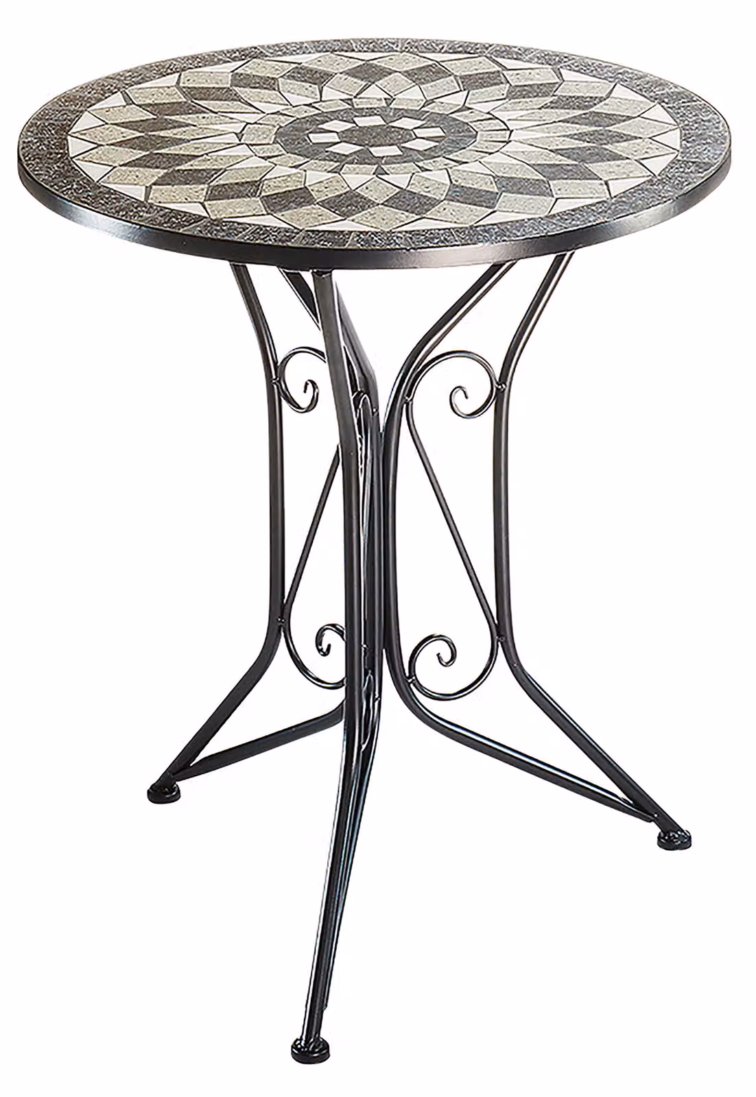 Tavolo da giardino Kobolo con piano in mosaico - H70 cm x P60 cm - grigio