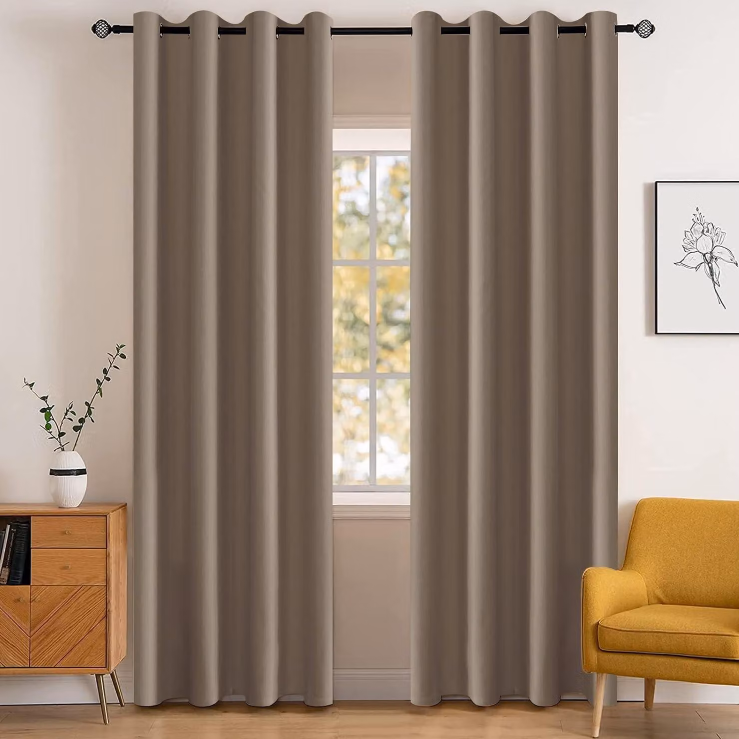 Solidchoice - Set di 2 tende impermeabili - Tende oscuranti termiche e fonoassorbenti, 140x300 cm