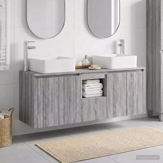 Set di Armadi da Bagno 3 pz Sonoma grigio 49,5 x 41 x 63 cm 3405643