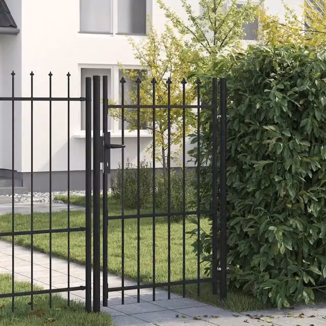 Cancello per recinzione vidaXL porta singola con punta in acciaio Nero L: 1 m, H: 1,5 m – 1