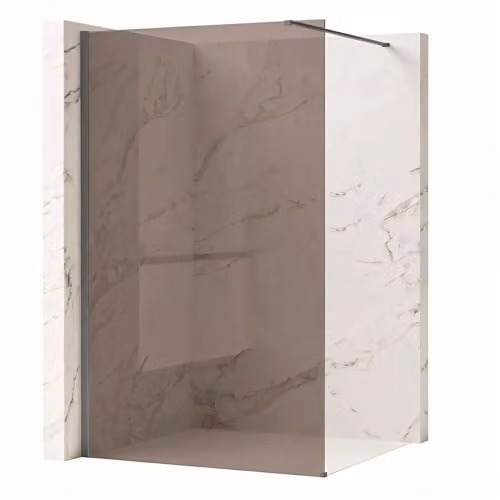 Rea - Parete Doccia Flexi Brown 130 Vetro Fumé Marrone Da 8 Mm, Titanio, Walk-In 120X130X195Cm