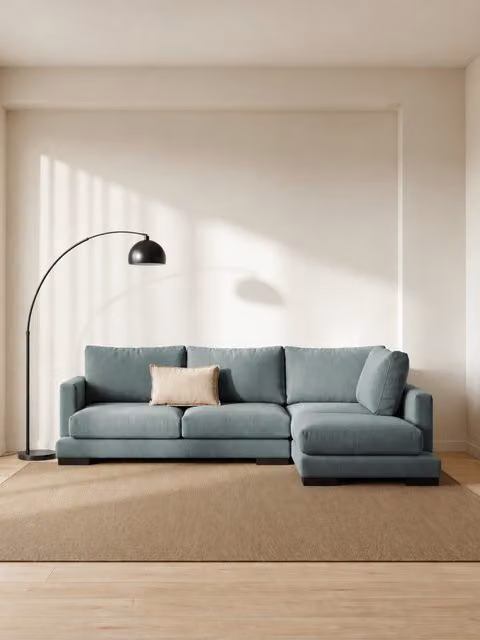 Divano Crate Kenay Home con chaise longue destra, 4 posti, colore acquamarina, L: 270 cm