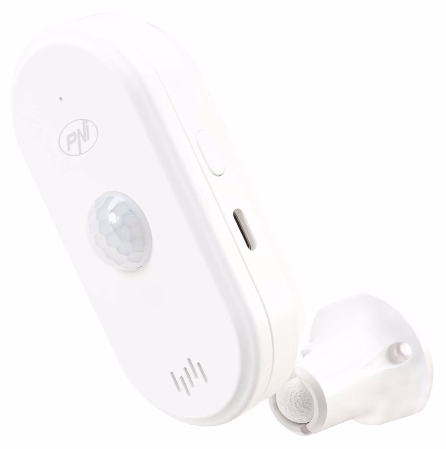 PNI SafeHouse HS401: sensore di movimento PIR con Wi-Fi, compatibile con l'app Tuya, allarme acustico da 80 dB, altoparlante integrato, alimentazione USB-C da 5 V