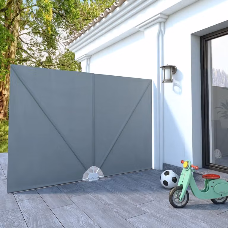 The Living Store Scaffale laterale pieghevole per patio grigio 240 × 160 cm