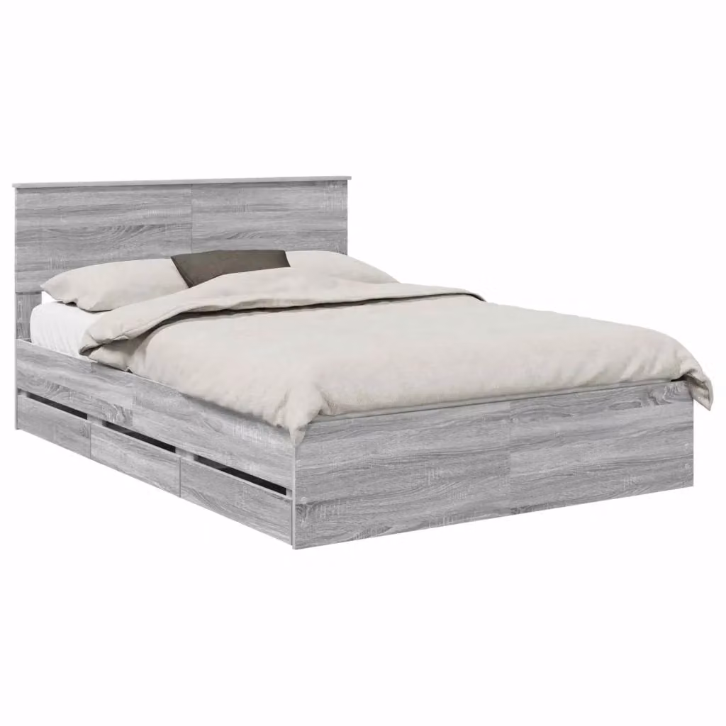 Struttura del letto con cassetto vidaXL in legno ingegnerizzato Grigio Sonoma L/P/H: 150 x 200 x 90 cm – 2