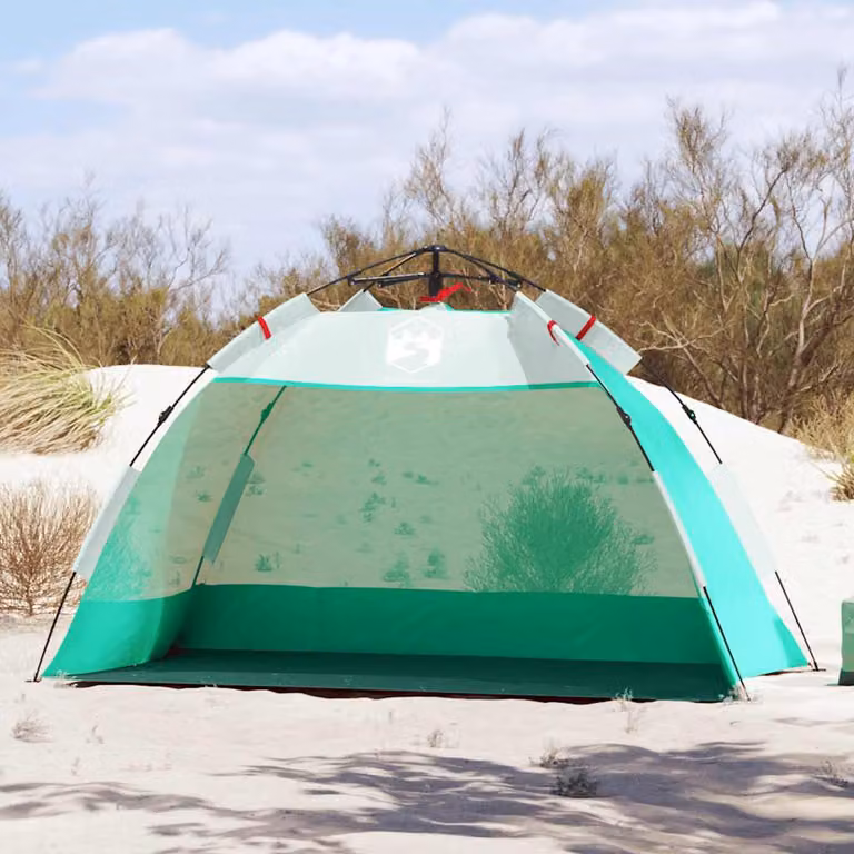 vidaXL Tenda da Spiaggia per 2 Persone Verde Impermeabile in Poliestere
