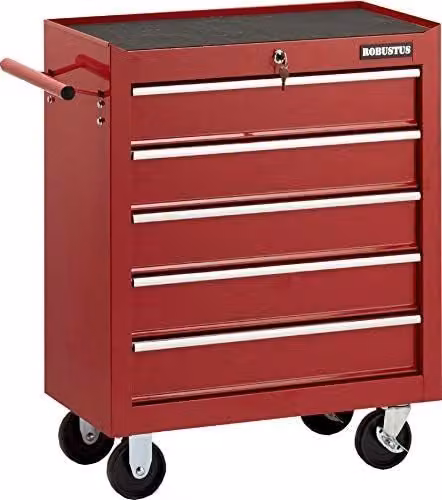 Carrello portautensili Garden Friend con 5 cassetti in acciaio inossidabile rosso, con ruote e serratura, L: 77,2 cm, P: 33,0 cm, H: 69,0 cm