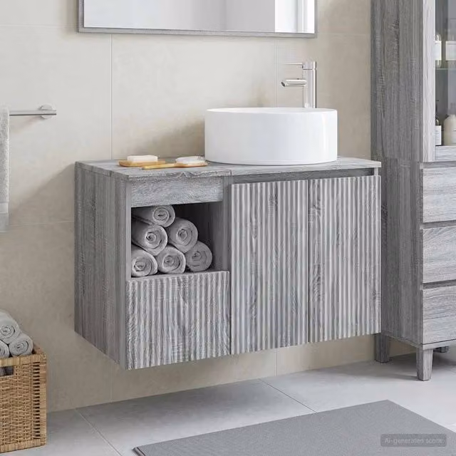 Set di mobili per il bagno 2 pz Sonoma grigio 3404110