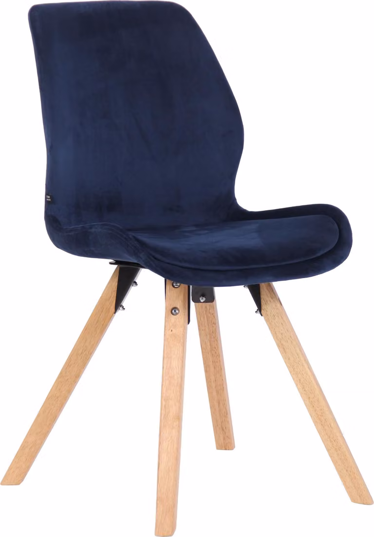 Sedia da pranzo Luna, design moderno, struttura in legno naturale, seduta imbottita rosa. Materiale: velluto