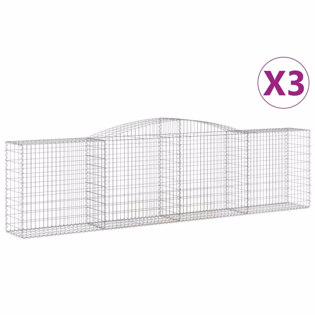 Cesti Gabbioni ad Arco 3 pz 400x50x100/120 cm Ferro Zincato