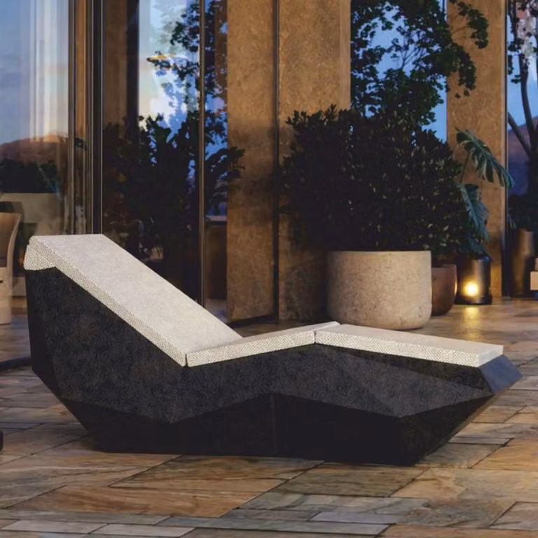 Casa Padrino Lettino da giardino Nero opaco / Crema 192 cm - Arredamento per hotel e giardini