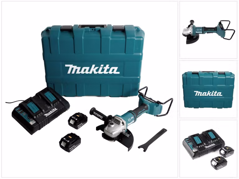Smerigliatrice angolare a batteria Makita DGA 900 PGKX2 36V ( 2x18V ) 230mm brushless + 2x batteria 6,0Ah + doppio caricatore + Ezynut + valigetta