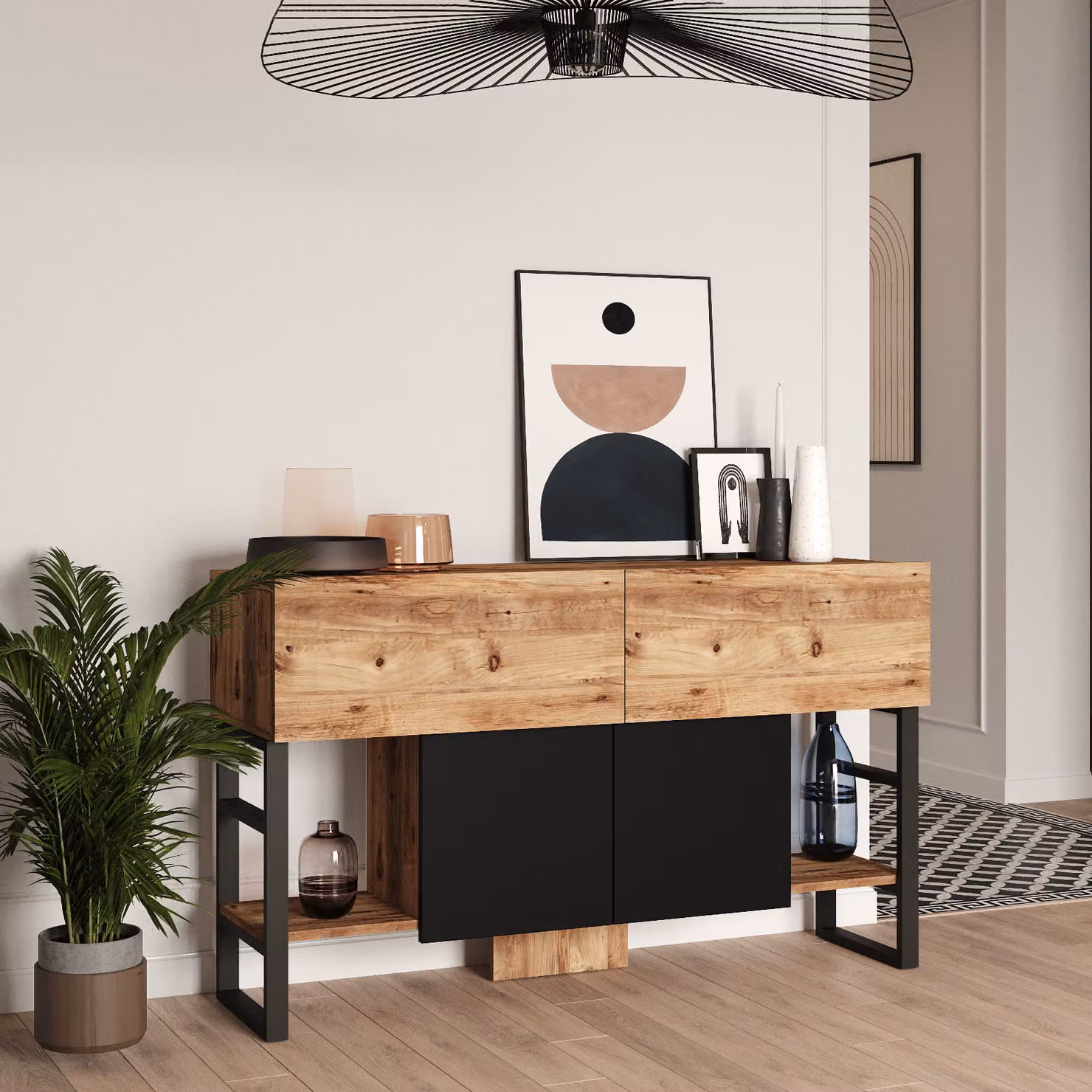 Skye Decor, ML25- ML25 LCS, pino atlantico, cassettiera, 83,6x138,8x43,3 cm, 100% pannello di particelle rivestito in melamina