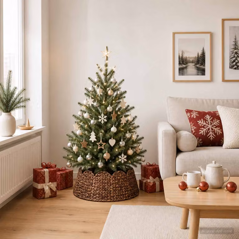 vidaXL Collare per Albero di Natale Rotondo Marrone Ø 45 x 22 cm