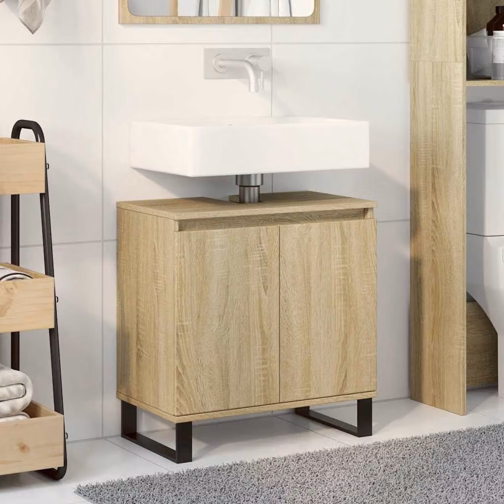 Mobile da bagno vidaXL in legno Rovere Sonoma, L: 58 cm, P: 33 cm, H: 60 cm