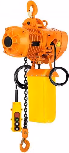 Paranco elettrico a catena VEVOR arancione con capacità di carico 1 tonnellata, altezza di sollevamento 4m, motore monofase 1,1 kW, catena G80 e telecomando cablato 3,3 m