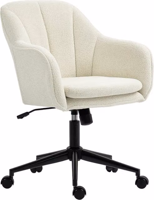 Sedia da ufficio girevole WISHDOR in velluto beige con schienale curvo e altezza regolabile