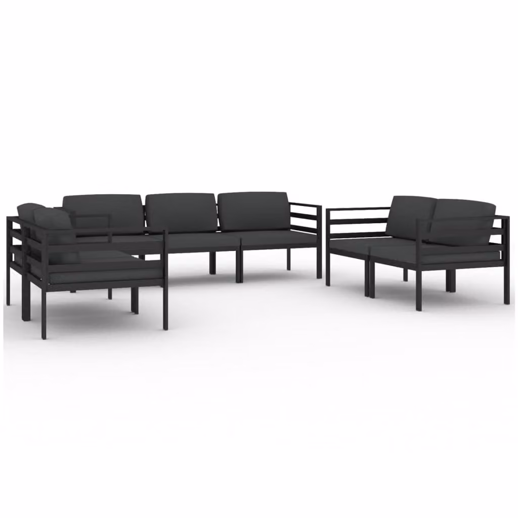Set Divani da Giardino 7 pz con Cuscini in Alluminio Antracite