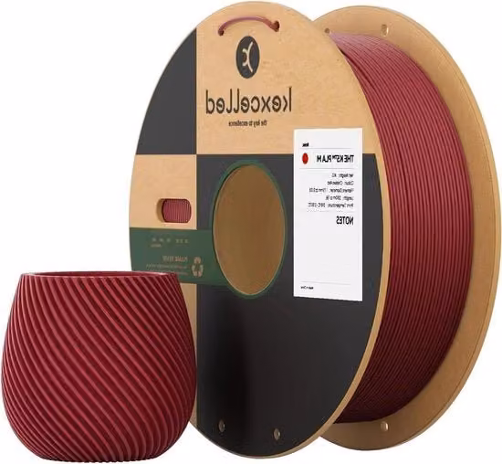 Filamento PLA per stampa 3D FDM da 1,75 mm, colore rosso, bobina da 1 kg