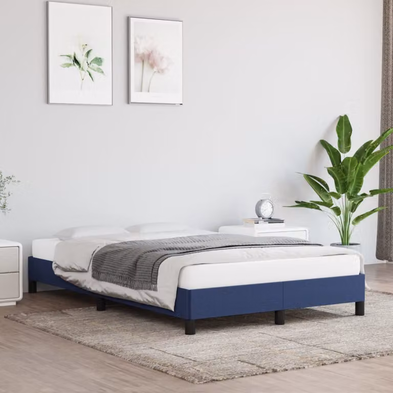 Giroletto vidaXL senza materasso in tessuto blu con struttura in legno e MDF L/P/H: 120 x 190 x 25 cm