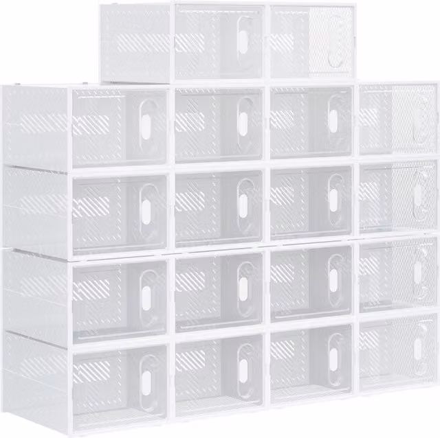 Scarpiera Modulare HOMCOM con 18 Cubi in Plastica PP Bianco e Trasparente per Organizzazione Casa