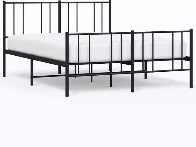 Letto matrimoniale per adulti con testiera e pediera in metallo nero opaco L/P/H: 150 x 200 cm