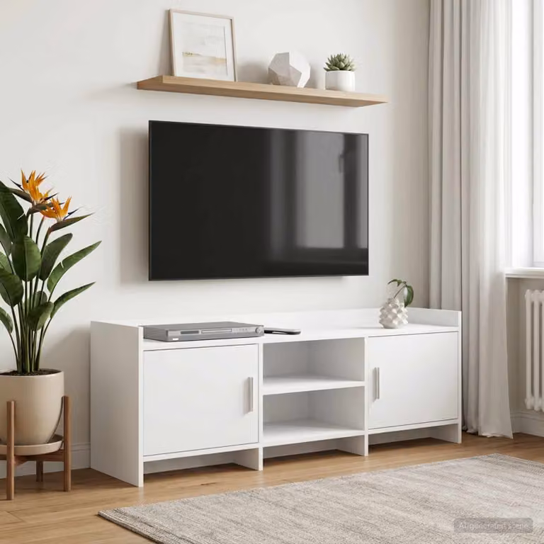 Supporto TV mobile vidaXL moderno in bianco, L/P/H: 130 x 33 x 47 cm