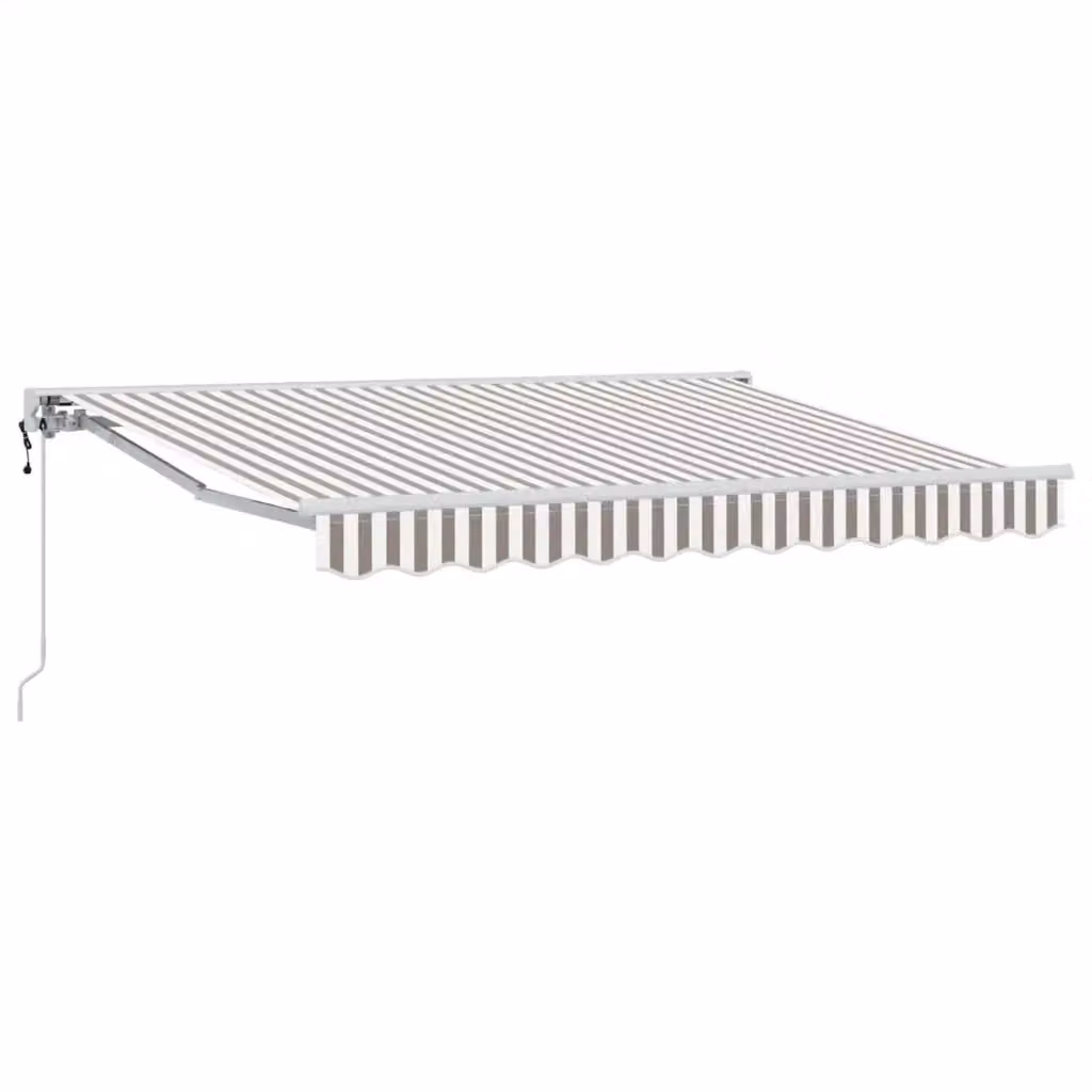 Tettuccio elettrico retrattile Videx con bracci pieghevoli in alluminio e tessuto in poliestere, Grigio chiaro e bianco, L: 329 cm, P: 250 cm – 2