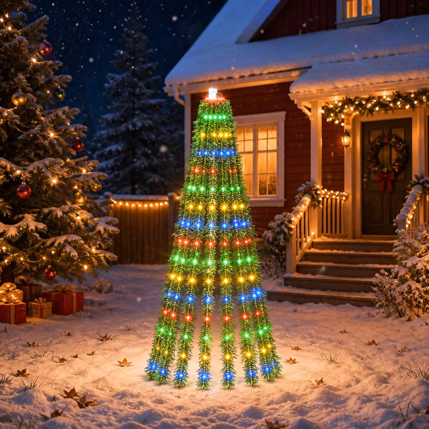 vidaXL Albero di Natale LED 150 cm 240 LED Multicolore Acciaio Verde